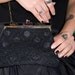 1950s Black Floral Clutch "Class It Up" Purse with Cabochons (Upcycled)