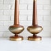 Mid Century Modern Teak & Brass Genie Lamps