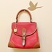Dooney and Bourke Red Color Pebble Leather and British Tan Color Leather Trim HandBag // Tote