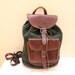 Vintage Hunter Green Suede Leather with Brown Leather Trim Backpack