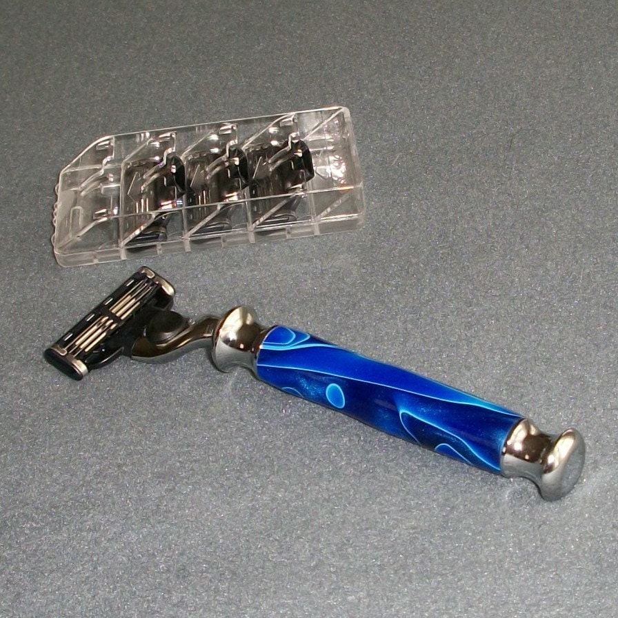 Handmade Razor Handle for Mach 3 Blades Chrome Accents