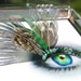 Feather False Eyelashes - green, turquoise steampunk - Eyelash Jewelry