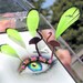 Feather False Eyelashes - Raver Flamingos - neon and black light reactive UV kandi - Eyelash Jewelry