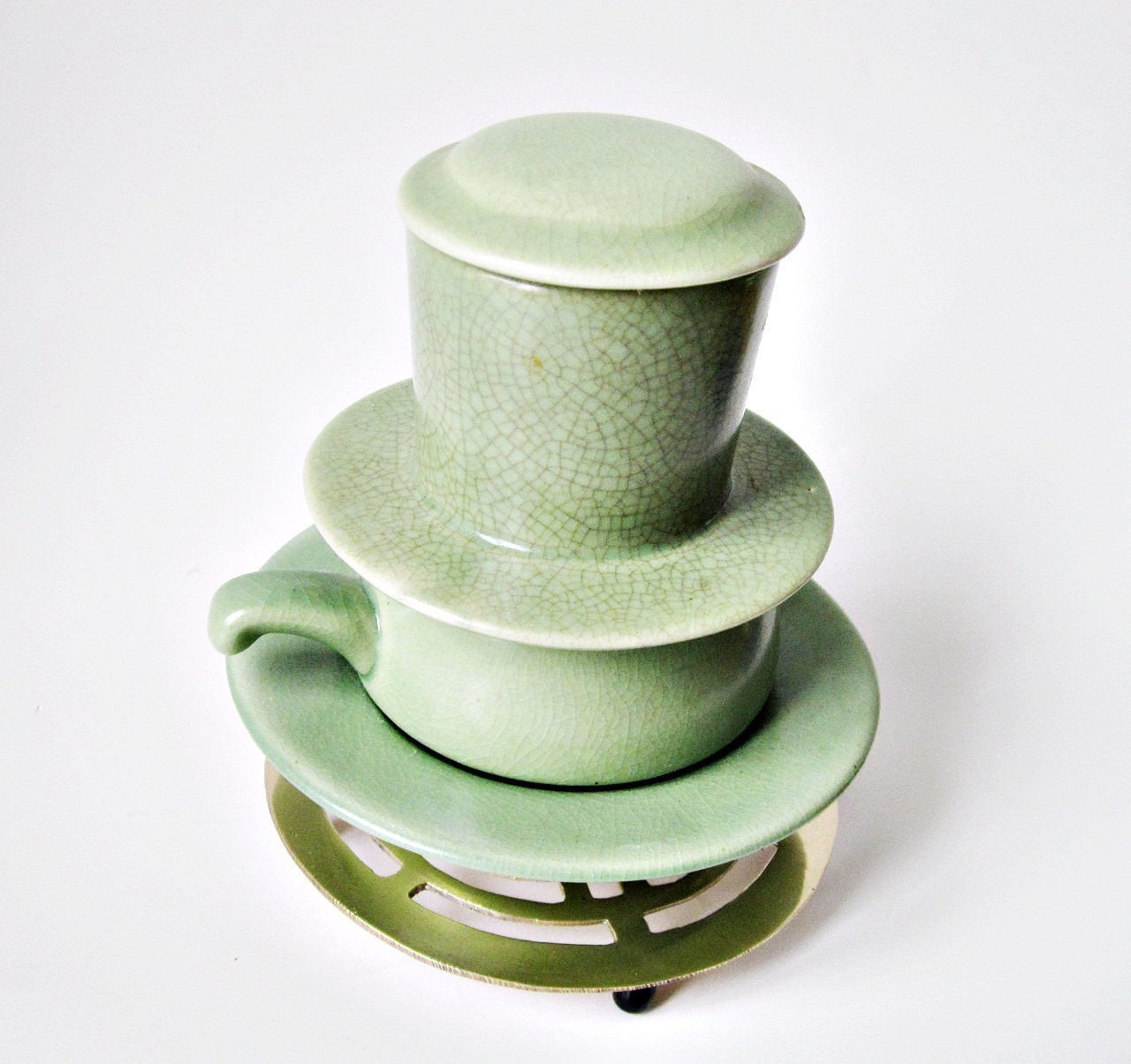 2 Vintage Vietnamese Ceramic Coffee Filter Cups Set of Two