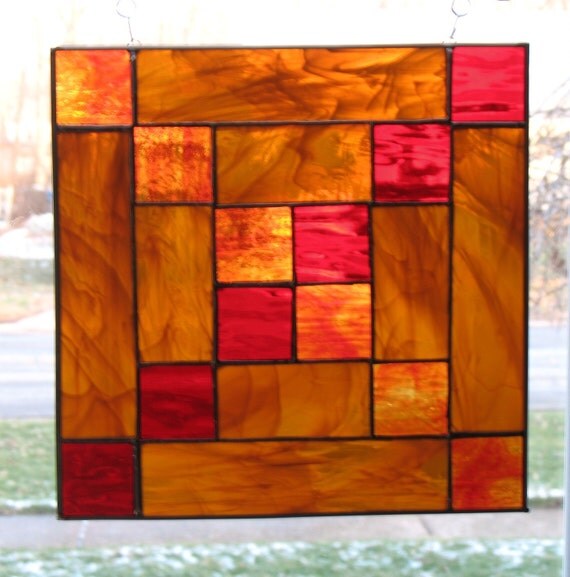 Stained Glass Log Cabin Quilt Panel Handmade