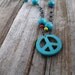 Teal Peace Out Necklace Southwest Hippie Style