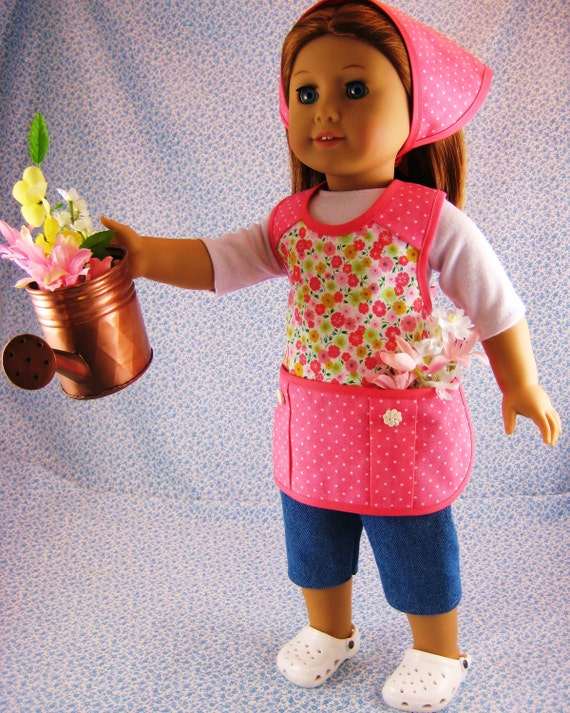 American Girl Gardening Doll Clothes Coral Floral 4 Piece