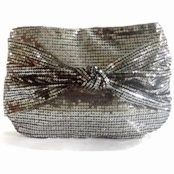 silver sequin clutch purse