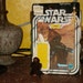 1977 vintage star wars jawa very tiny wear with card back, weapon and cloak