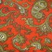 Vintage Paisley Fabric Yardage Red Green