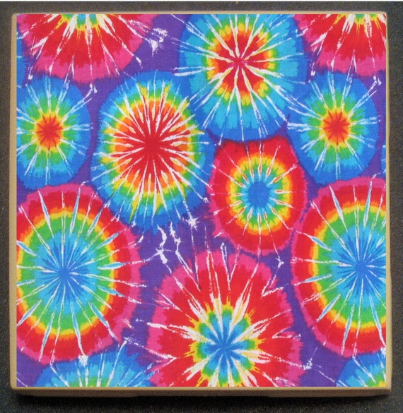 Tie Dye Ceramic Tile Coasters set of 4