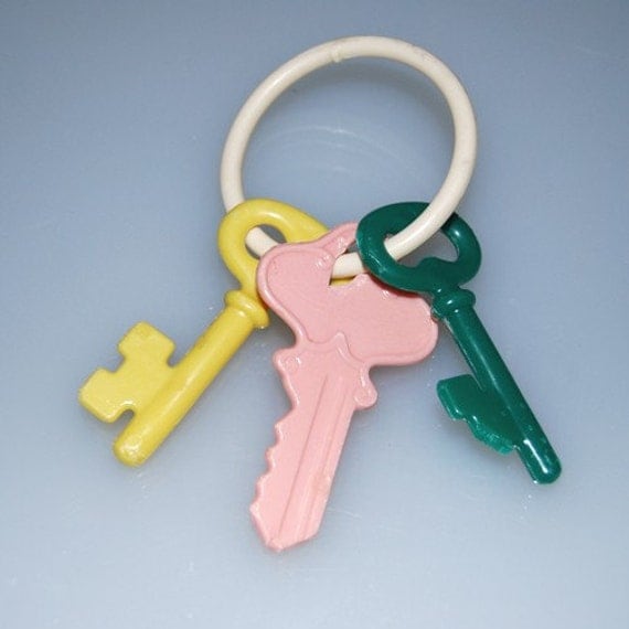 Vintage Plastic Baby Rattles Keys Rings Teething by suzincolo