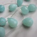 Blue Jade Stone 12x17mm Faceted Teardrop Briolletes--top drilled --11pcs Full Strand