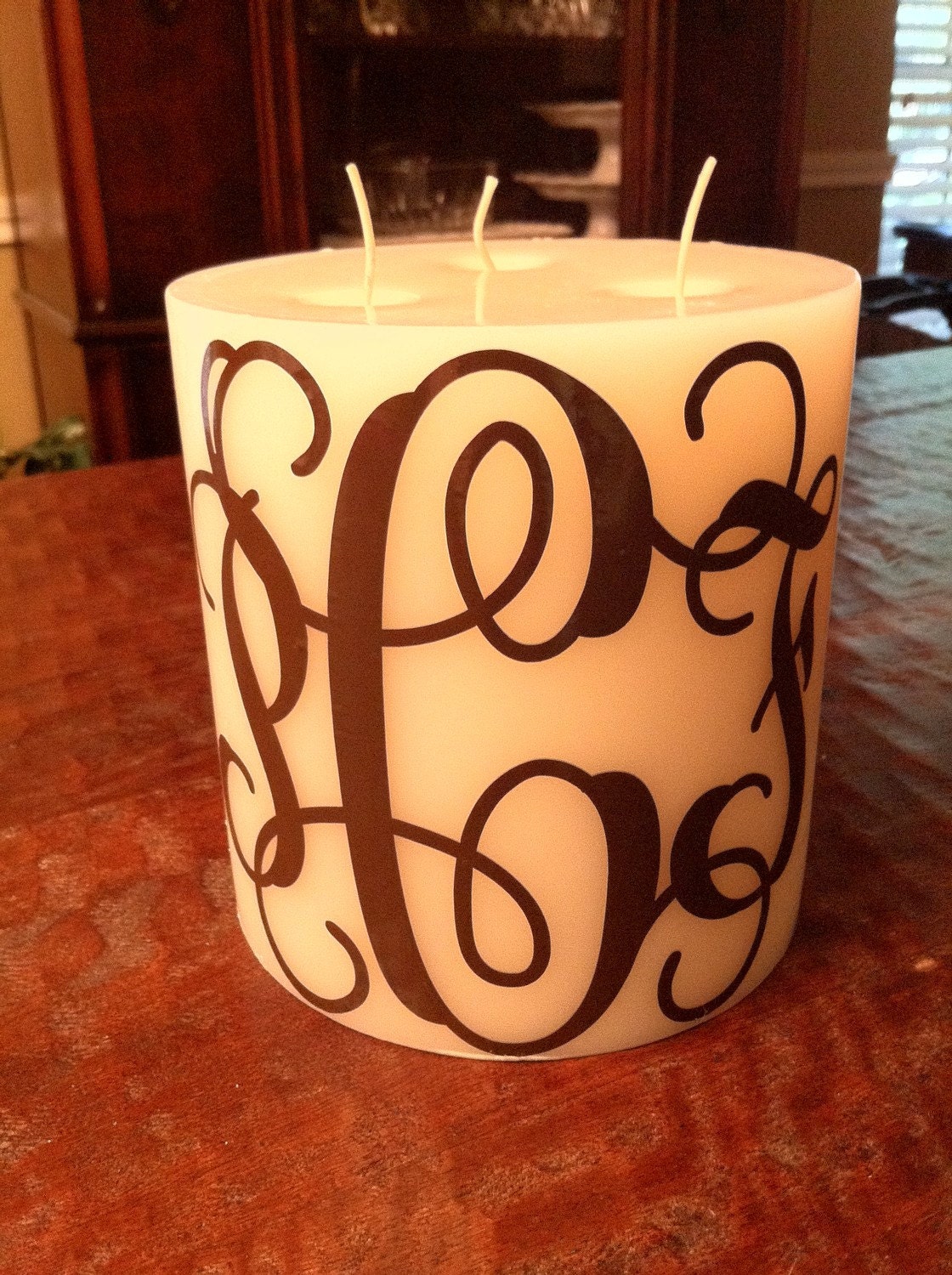 Extra Large Monogrammed Candle by katelundin on Etsy