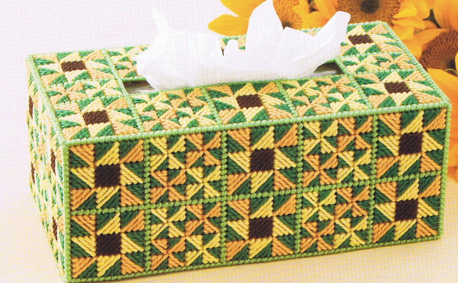 SUNFLOWER PINWHEEL Tissue Topper Box Cover Plastic Canvas