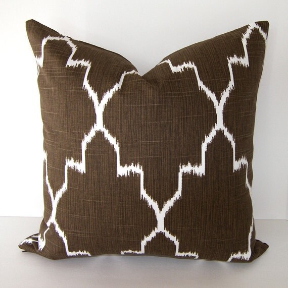 Items similar to Decorative Designer Ikat Pillow Cover Chocolate