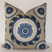 30% OFF SALE - Decorative Desginer Suzani Pillow Cover - 20x20 inches - shades of blue - tan
