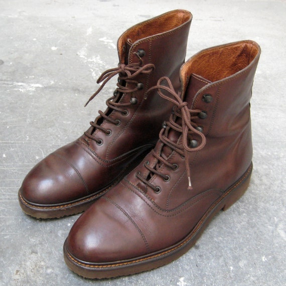 Vintage Italian Leather Brown Military Style Boots