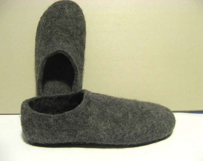 Felted Slippers Organic Wool Winter Booties Gray Charcoal, Rubber Soles 7 Color Variations, Eco-Friendly Felted Shoes For Outdoors, Gift Him