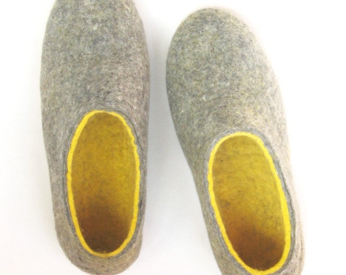 Felted Wool Slippers - Mens Wool Boots - Minimalist Shoes - Rubber Soles - Mens Shoes - Christmas in July - Gift for Him