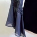 Sandra Darren Black Velour Evening Blouse with Sheer Sleeves