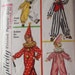 Vintage Boy's and Girl's Clown Costume Pattern - Simplicity 6198 - Size Small (4-6), Height to 46"