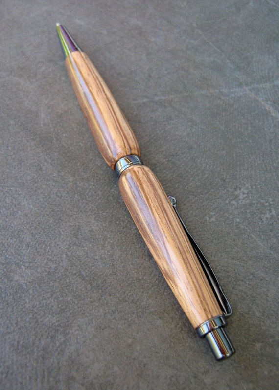 Wood Mechanical Pencil Fancy Slimline Style Zebrawood with