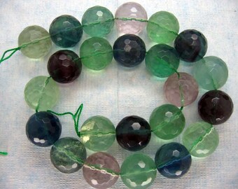 Genuine Rainbow Fluorite Round Faceted Beads 18mm