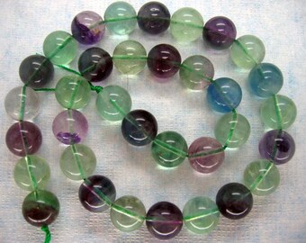 Genuine Rainbow Fluorite Smooth Round Beads 12mm