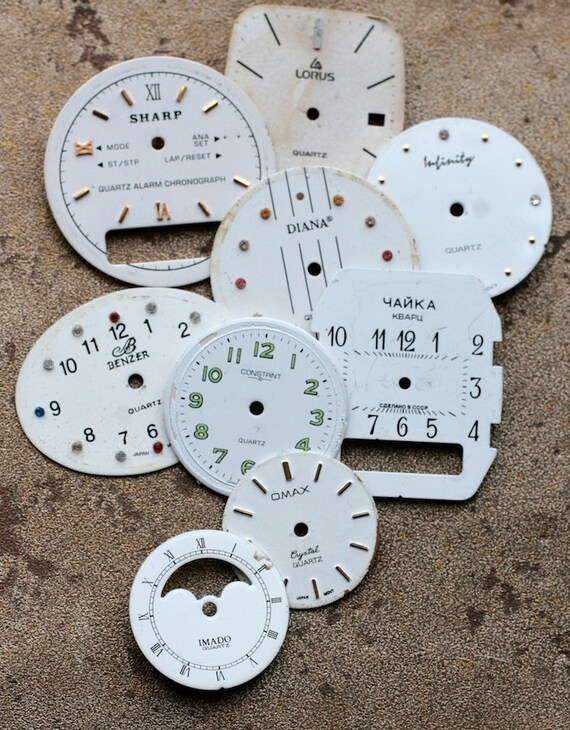 White Wrist Watch Faces -- set of 9 -- D3