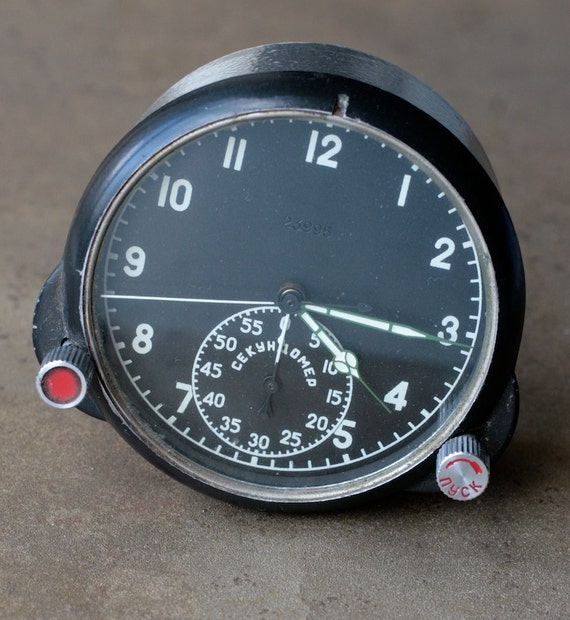 Vintage Russian Soviet military aircraft clock NON WORKING
