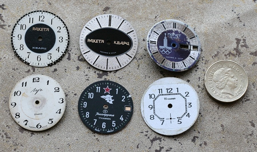 Vintage Wrist Watch Faces metal set of 6 by timemill on Etsy