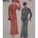 Retro 1936 Butterick Womens Suit Pattern, Short Wrap Jacket, Long A line Skirt, Butterick No. 6330 UNCUT Size 18 20 22