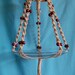 Hemp Macrame Plant Hanger with Cranberry Wood Beads Small Size Big Design Handmade by FunkyJunky