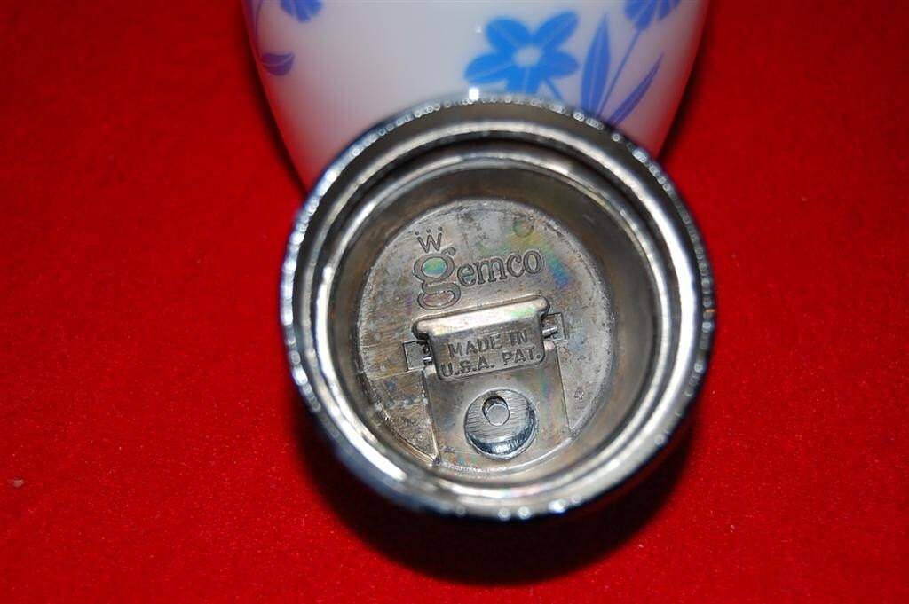 Vintage Gemco Sugar Shaker Milk Glass with Delft Blue Flower