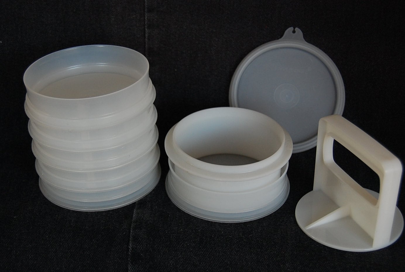 Vintage Tupperware Hamburger Press and Freezer Set Complete