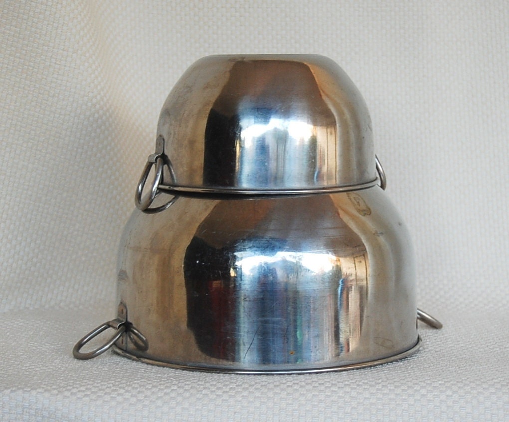 Set of 2 Vintage Stainless Steel Mixing Bowls Farberware