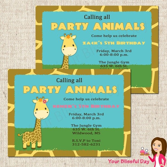 PRINTABLE Giraffe Party Invitations (Boy or Girl) Il_570xn