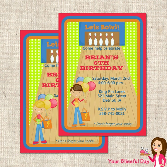PRINTABLE Boy Bowling Party Invitation Il_570xn
