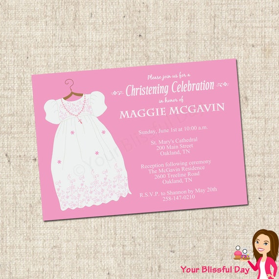 PRINTABLE Baby Girl Christening/Baptism Party Invitations Il_570xn