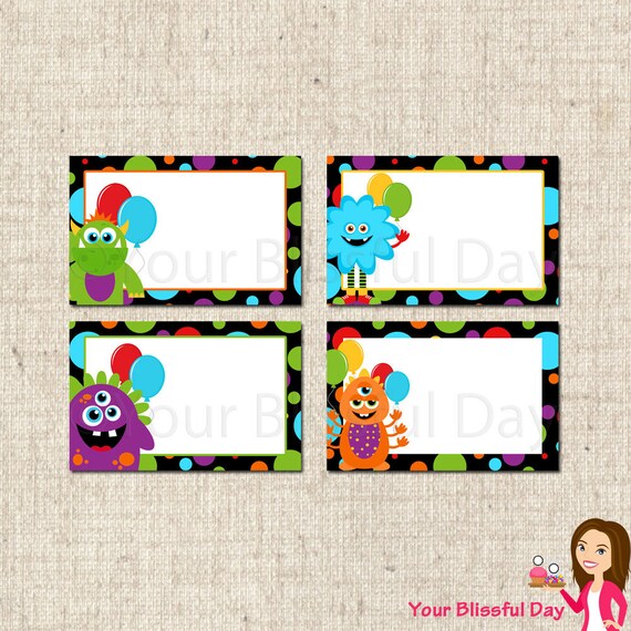 PRINTABLE Monster Party Label Tents Il_570xn