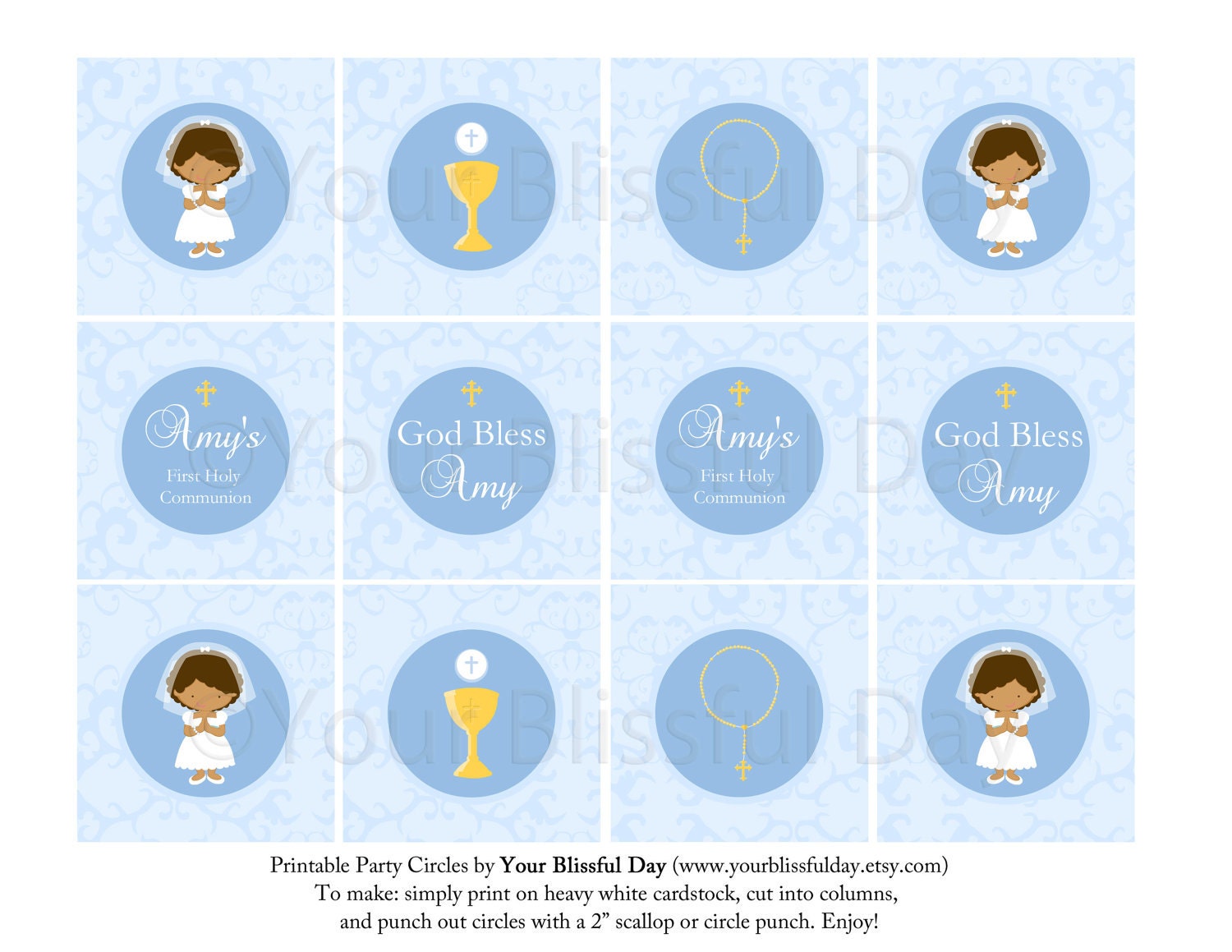 PRINTABLE Personalized First Communion Girl by yourblissfulday