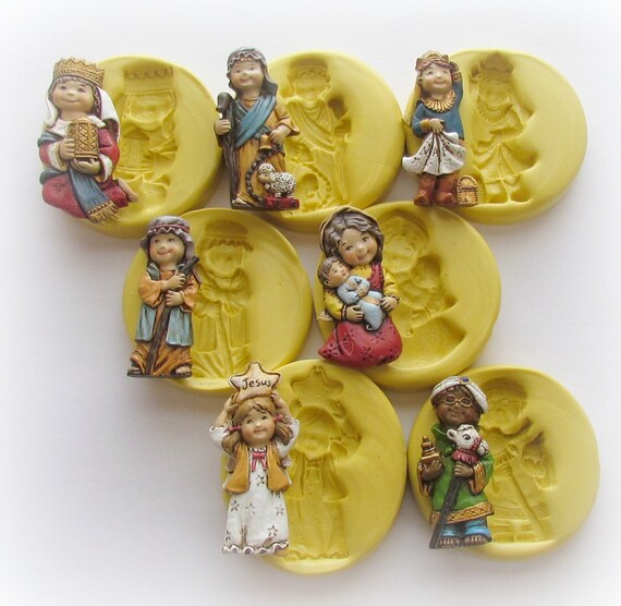 Nativity Scene Molds Mary Joseph Baby Jesus Angel Mould Set
