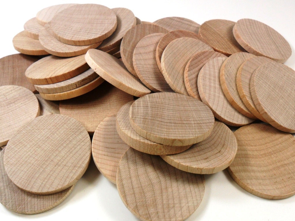 Circle Disc Wood Cutouts Pendant Magnet Circle 1-1/2 Inch 50