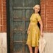 40% OFF SALE. 1950's. yellow. green. vintage dress. mad men. party dress. Sz s/m.