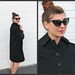 1950's. cape. black. rhinestone buttons. gorgeous caplet. vintage. Sz xs-m.