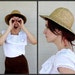 1980's. safari. straw. vintage. hat.
