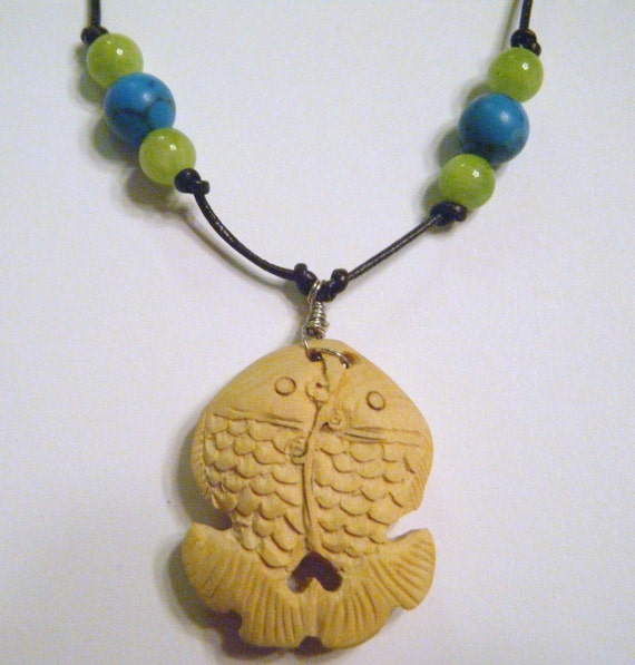 Double koi fish pendant necklace