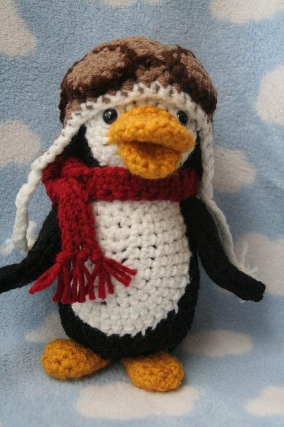 Crochet Penguin Pilot Stuffed Animal by AmiAmigos on Etsy