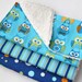 Set of Three Chenille Burp Cloths - Baby Boy Burp Cloths - Blue and Green Owls, Stripes, and Polka Dots